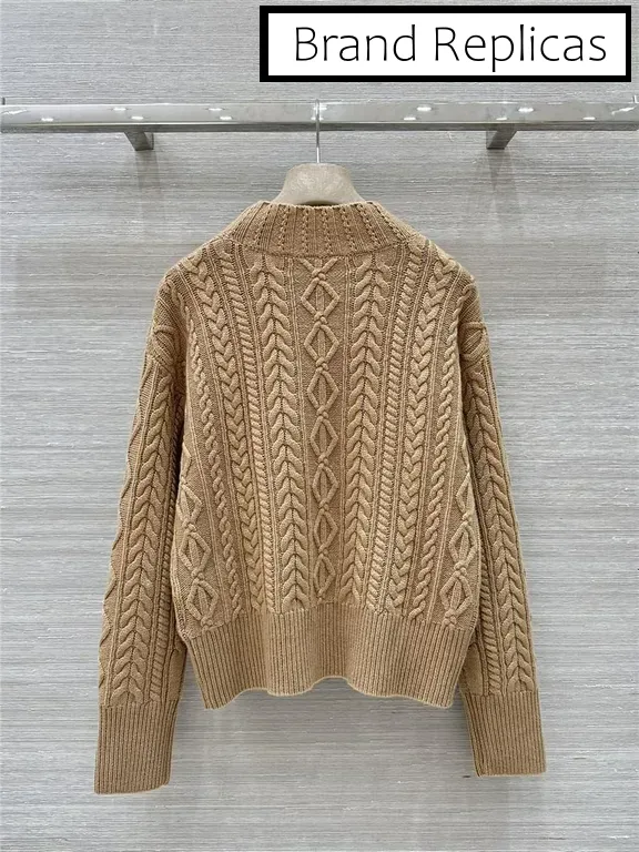 Max Mara Brown Cable Cashmere Sweater